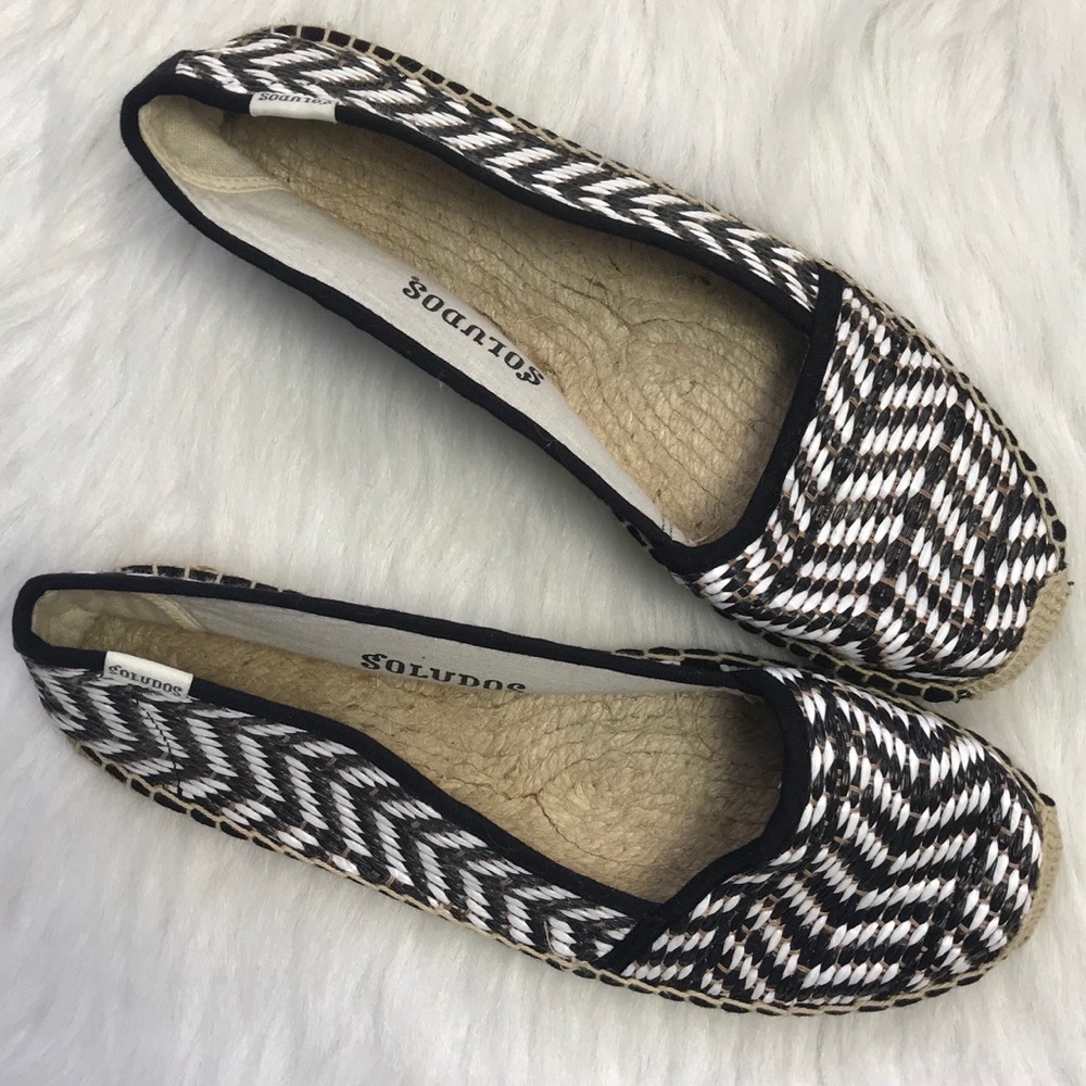 Soludos Black and White Chevron Espadrilles